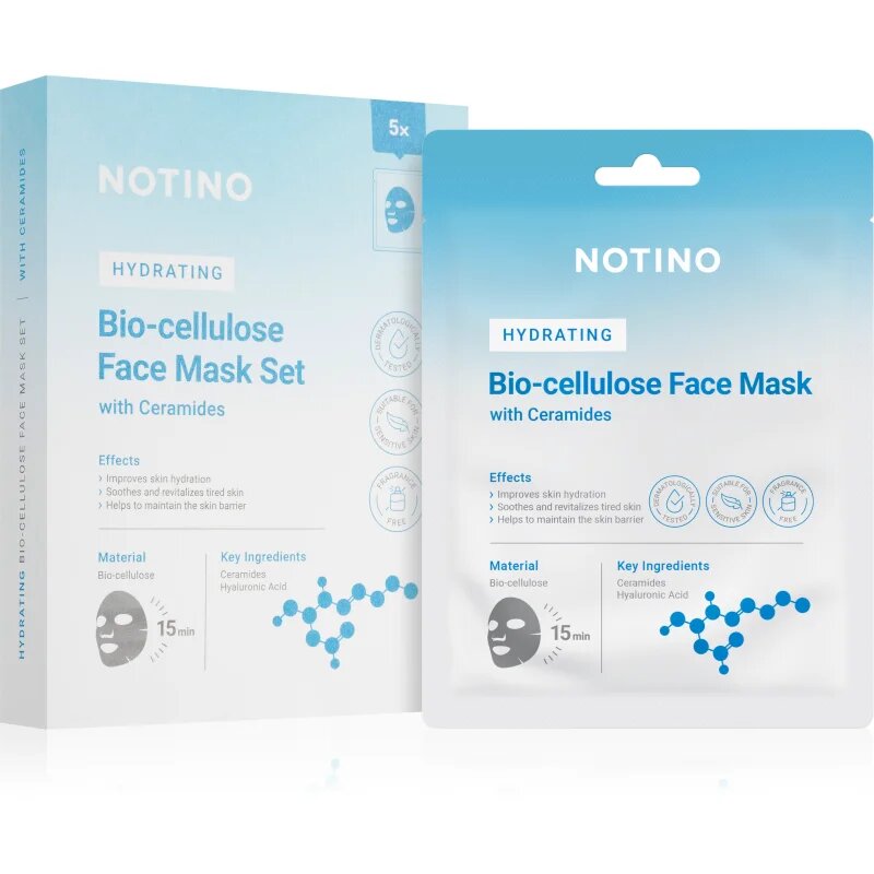 Notino Hydrating Bio-Cellulose Face Mask with Ceramides set de măști textile cu efect de hidratare