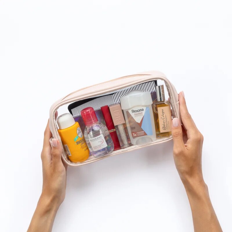 Notino Travel Collection Medium Clear Organizer geantă de cosmetice transparentă M Beige 24x125x5 cm 1 buc