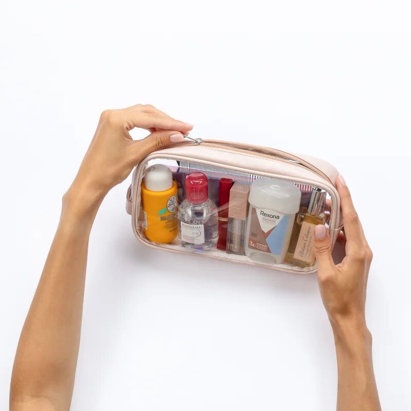 Notino Travel Collection Medium Clear Organizer geantă de cosmetice transparentă M Beige 24x125x5 cm 1 buc
