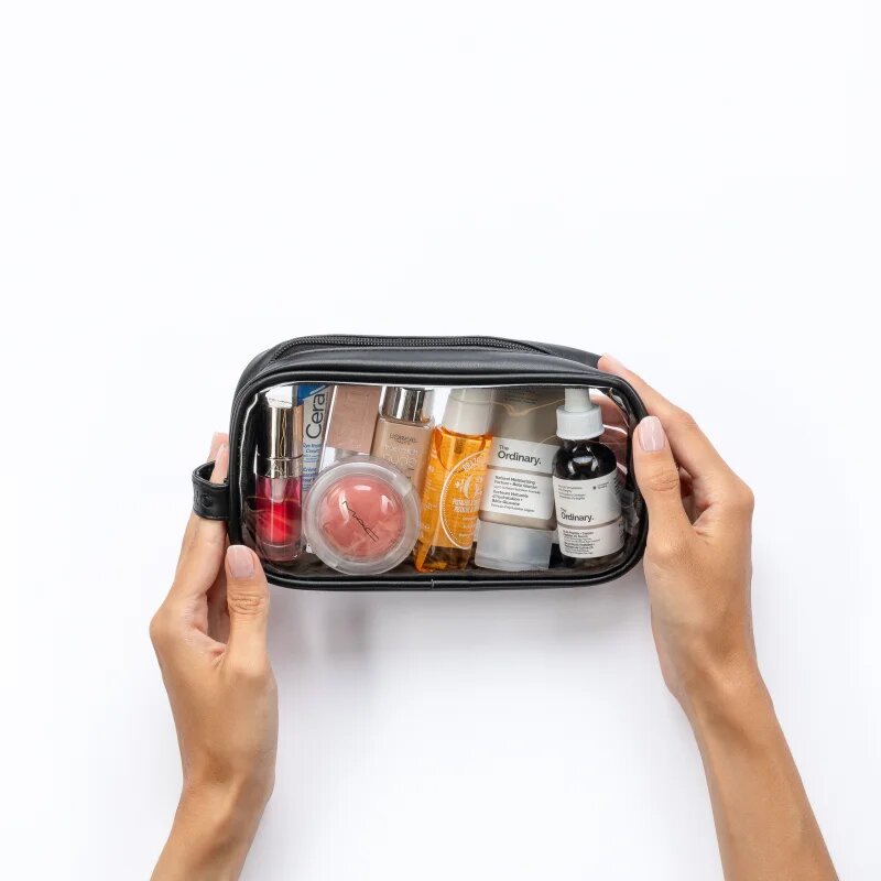Notino Travel Collection Small Clear Organizer geantă de cosmetice transparentă transparent S Black 20x10x5 cm 1 buc