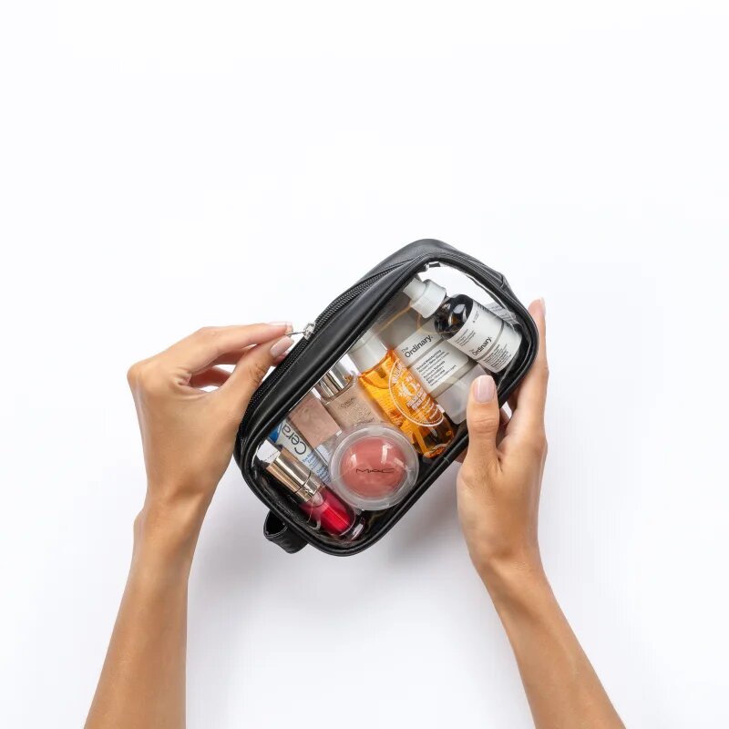 Notino Travel Collection Small Clear Organizer geantă de cosmetice transparentă transparent S Black 20x10x5 cm 1 buc