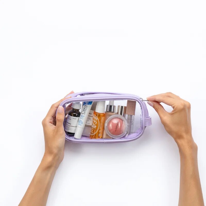 Notino Travel Collection Small Clear Organizer geantă de cosmetice transparentă transparent S Purple 20x10x5 cm 1 buc
