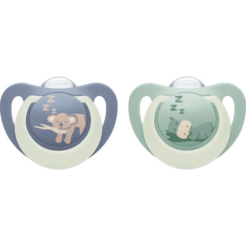 NUK First Choice Night 0-6m suzetă Hippo/Koala 2 buc