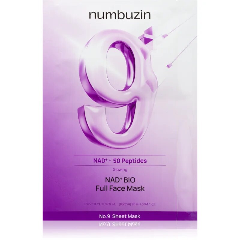 Numbuzin No. 9 NAD Bio Lifting-sil Full Face Mask mască de colagen cu efect de fermitate cu peptide 4 buc