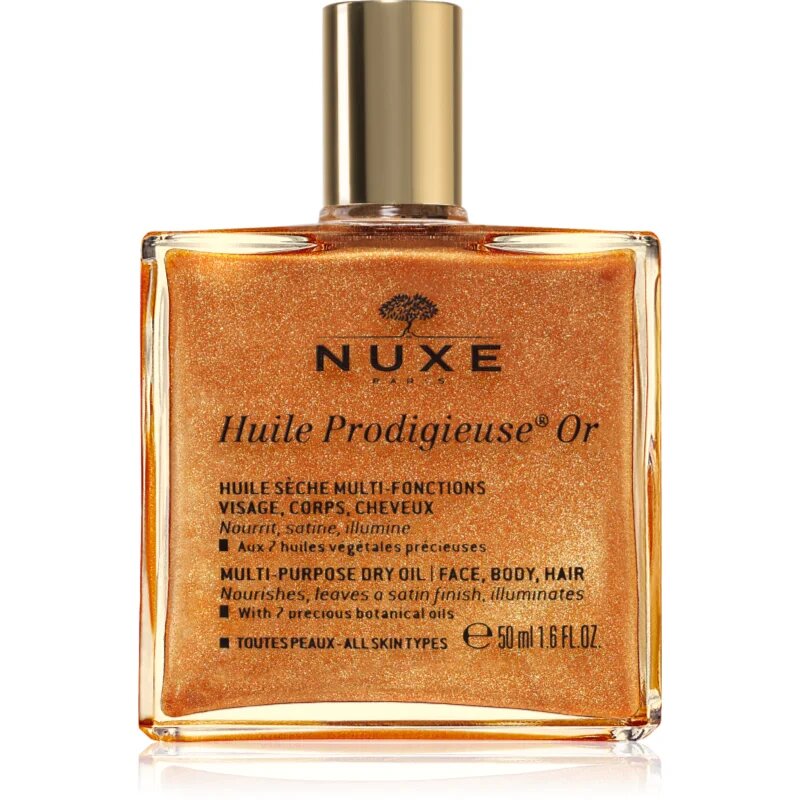Nuxe Huile Prodigieuse Or ulei uscat multifuncțional cu sclipici pentru față corp și păr 50 ml