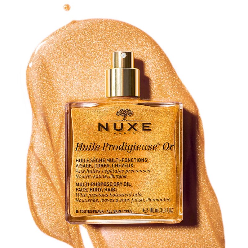 Nuxe Huile Prodigieuse Or ulei uscat multifuncțional cu sclipici pentru față corp și păr 50 ml