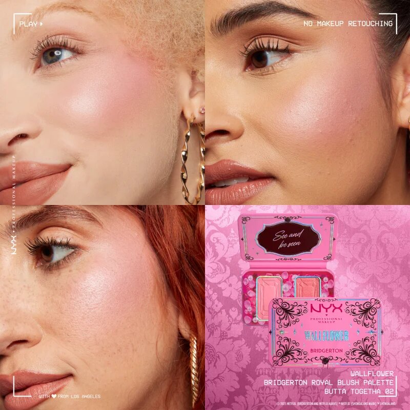 NYX Professional Makeup Bridgerton Royal Blush paleta fard de obraz culoare 01 Wallflower 2x5 g