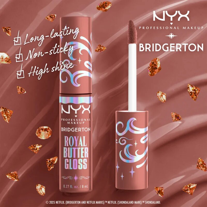 NYX Professional Makeup Bridgerton Royal Butter Gloss lip gloss culoare 02 Praline 8 ml