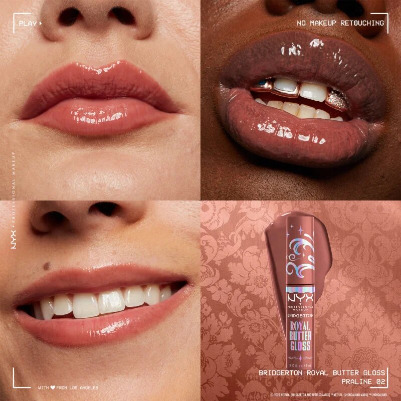 NYX Professional Makeup Bridgerton Royal Butter Gloss lip gloss culoare 02 Praline 8 ml