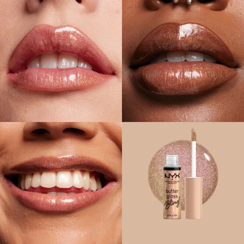 NYX Professional Makeup Butter Gloss Bling lip gloss strălucitor culoare 01 Bring The Bling 8 ml
