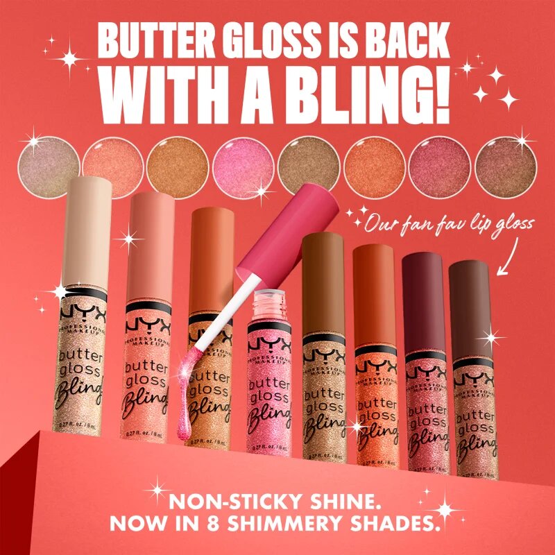 NYX Professional Makeup Butter Gloss Bling lip gloss strălucitor culoare 08 HU$TLA 8 ml