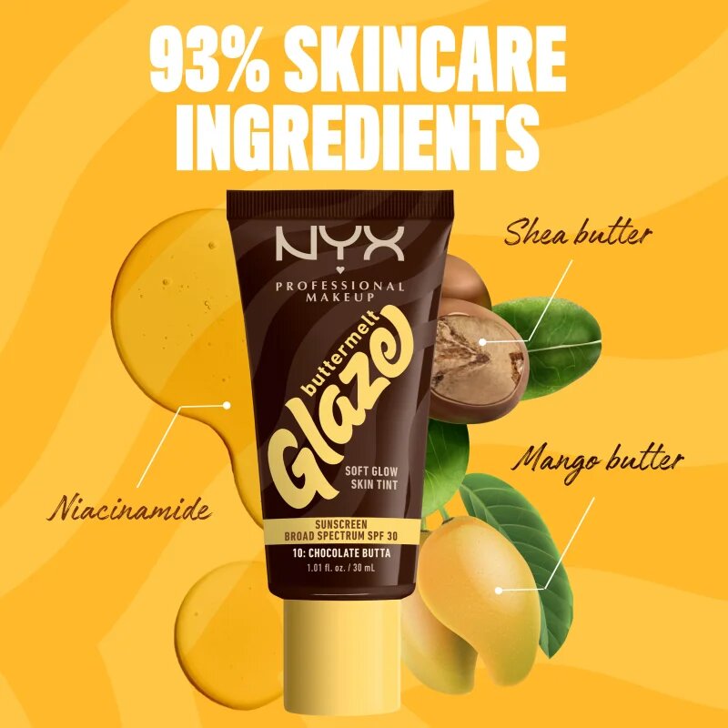 NYX Professional Makeup Buttermelt Glaze tonic fluid iluminator SPF 30 culoare 10 Chocolate Butta ml