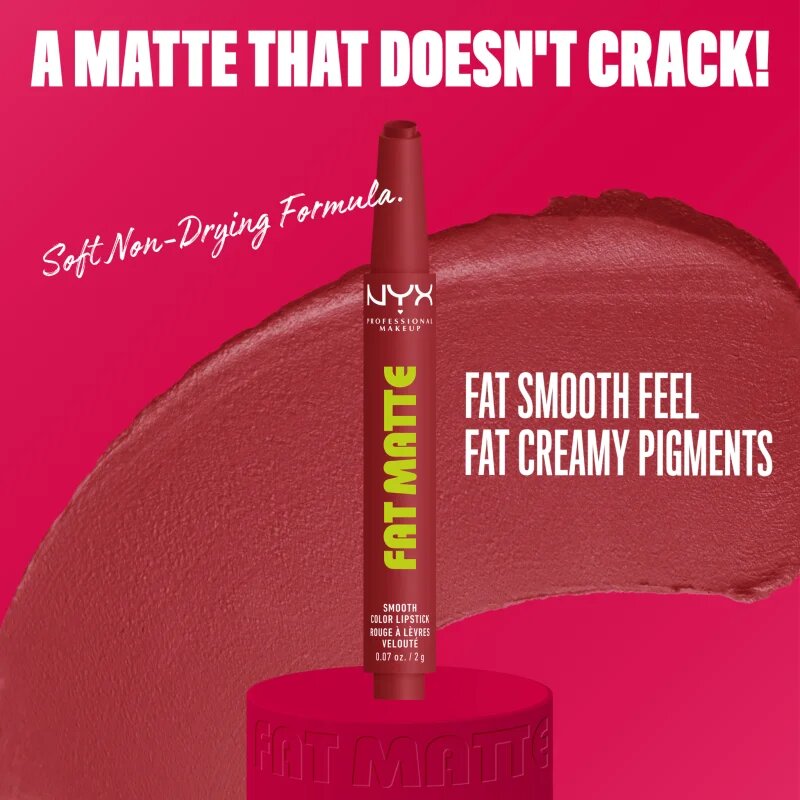 NYX Professional Makeup Fat Matte balsam de buze cu efect matifiant Mauve Cloud 2 g