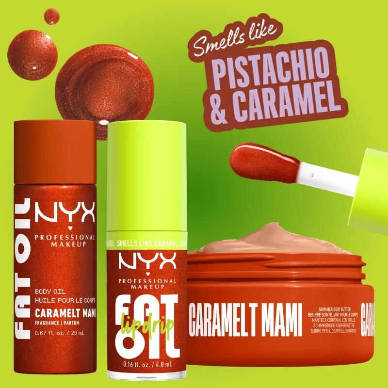 NYX Professional Makeup Fat Oil Body set pentru corp cu parfum Caramelt Mami 3 buc