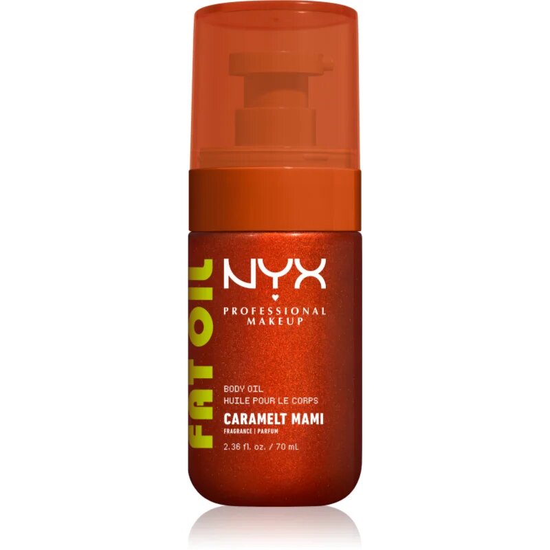 NYX Professional Makeup Fat Oil Body Ulei de corp hranitor ofera hidratare si stralucire cu parfum Caramelt Mami 70 ml