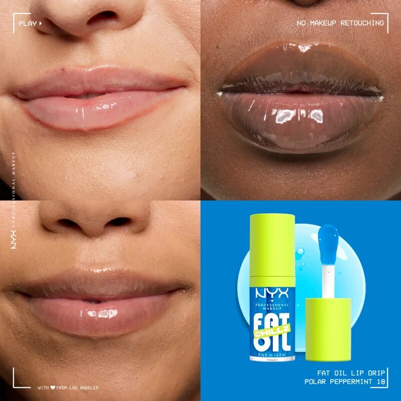 NYX Professional Makeup Fat Oil Chillz ulei pentru buze cu efect racoritor culoare Polar Peppermint 4.8 ml