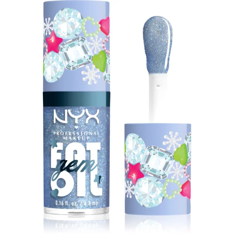 NYX Professional Makeup Fat Oil Gem Xmas ulei pentru buze culoare Silver Bling 4.8 ml