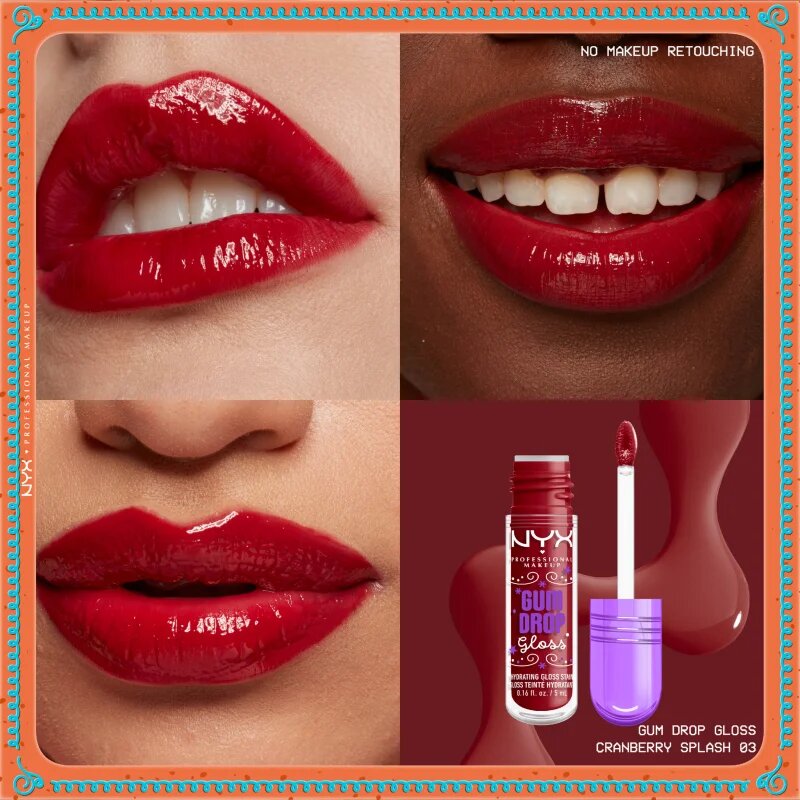 NYX Professional Makeup Gingerbaddie Land Gum Drop lip gloss culoare 03 Cranberry Splash 1 buc