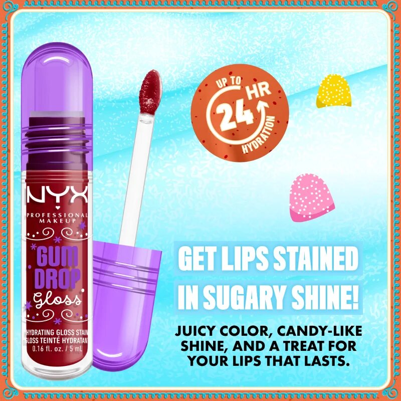 NYX Professional Makeup Gingerbaddie Land Gum Drop lip gloss culoare 03 Cranberry Splash 1 buc