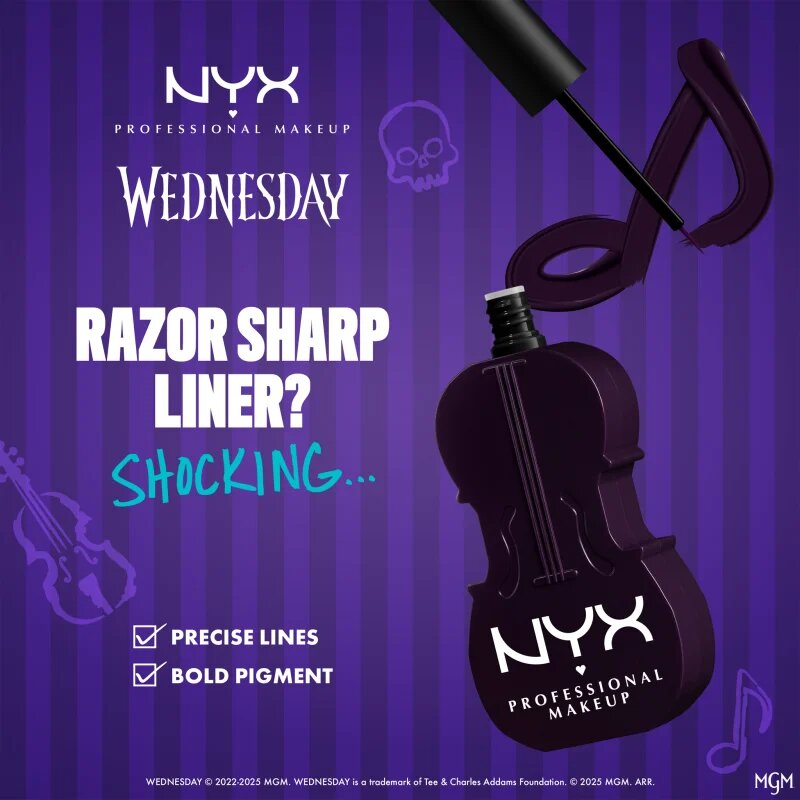 NYX Professional Makeup Wednesday Cello Liquid Liner tuș lichid pentru ochi cu efect mat culoare 01 Purple 2 ml