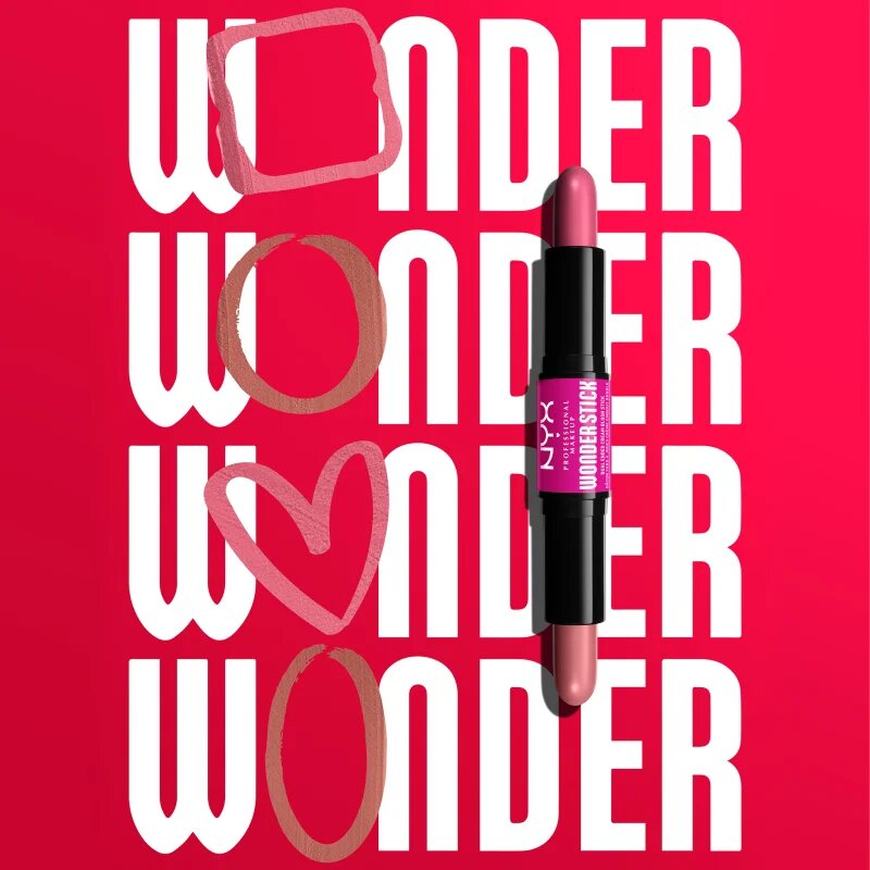 NYX Professional Makeup Wonder Stick Cream Blush baton pentru dublu contur culoare 01 Light Peach and Baby Pink 2x4 g