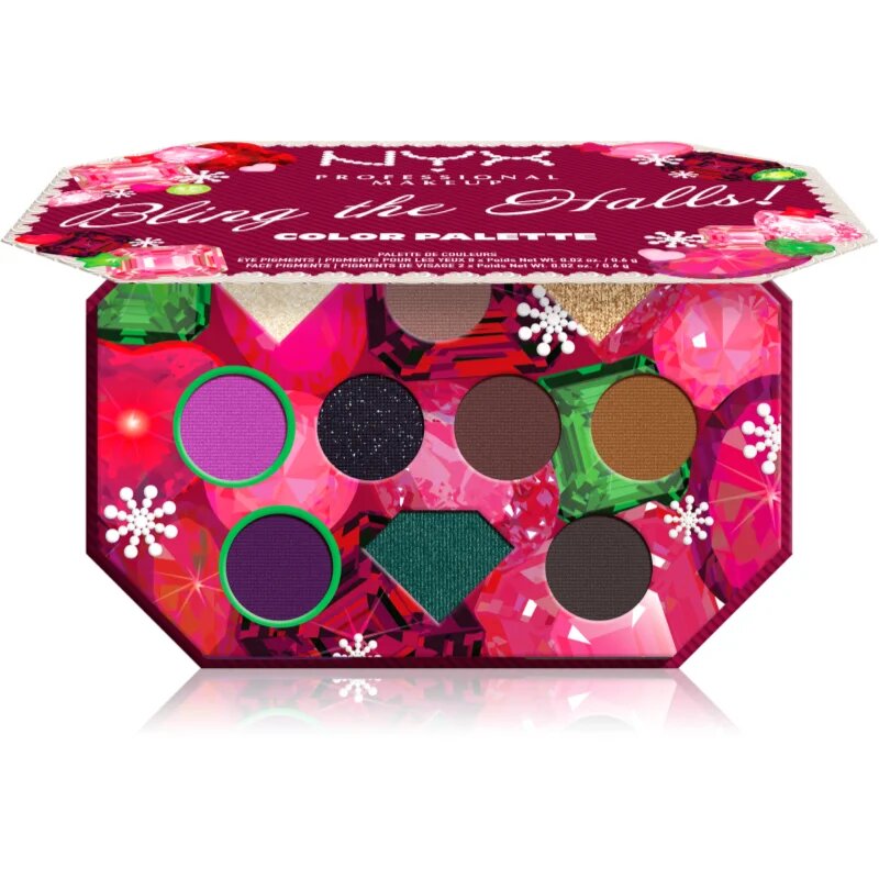 NYX Professional Makeup Xmas Bling The Halls Paleta ochi umbre cu 10 nuante 10x0.6 g