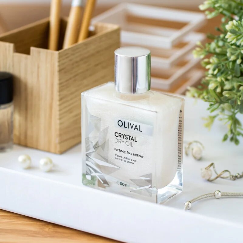 Olival Crystal Dry Oil ulei uscat multifuncțional cu sclipici pentru față corp și păr 50 ml