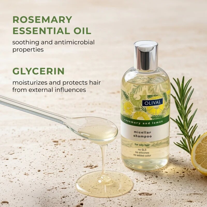 Olival Micellar Rosemary and Lemon șampon micelar pentru par gras 250 ml