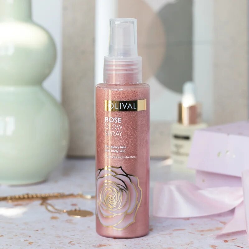 Olival Rose Glow spray iluminator pentru față și corp cu particule stralucitoare 100 ml