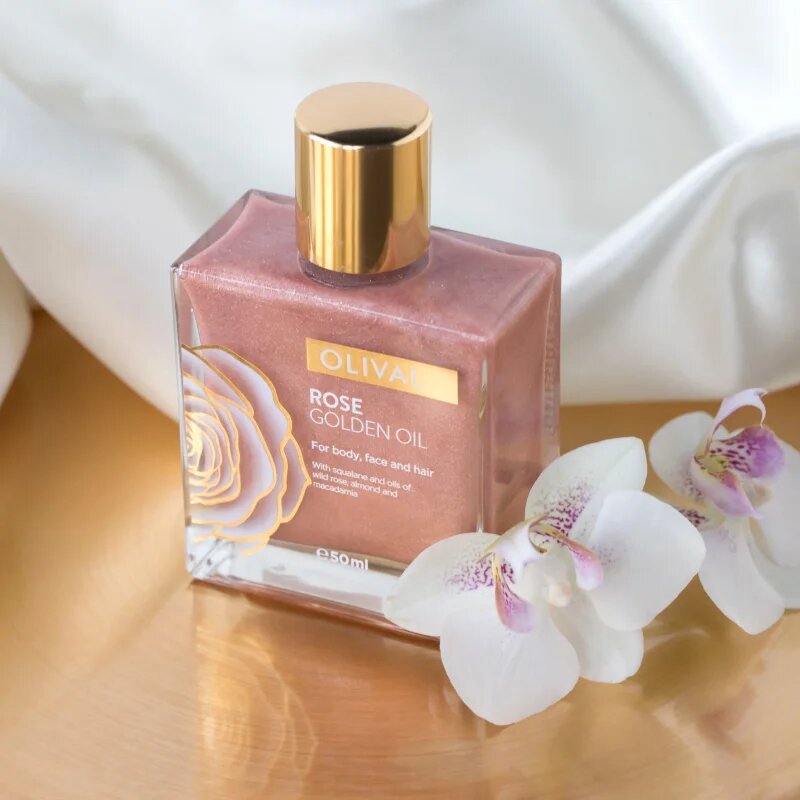 Olival Rose Gold ulei cu sclipici pentru față corp și păr 50 ml