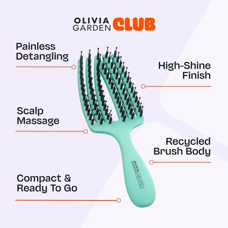 Olivia Garden Club The Nomad Detangling&Shine Fingerbrush​ perie de tip paletă pentru păr Mint 1 buc