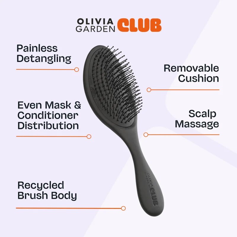 Olivia Garden Club The Reset Wet&Curly Detangling Hairbrush perie de tip paletă cu sac Black 1 buc