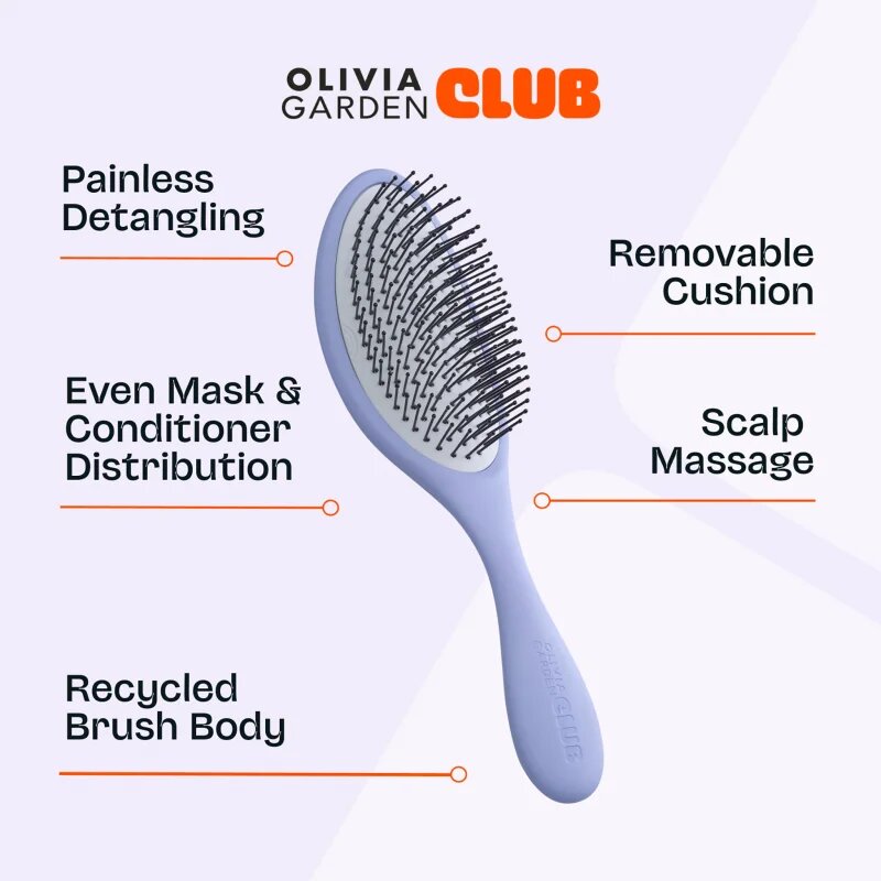 Olivia Garden Club The Reset Wet&Curly Detangling Hairbrush perie de tip paletă cu sac Lilac 1 buc