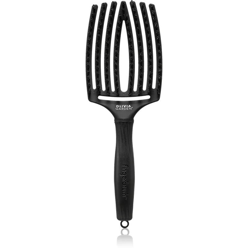 Olivia Garden Fingerbrush Boar & Nylon perie de par cu peri de nailon și de mistreț Full Black L 1 buc