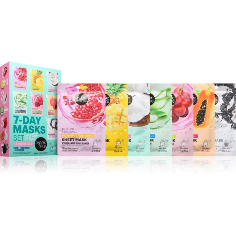 Organic Shop 7-Day Masks Set Glow Better set de măști textile