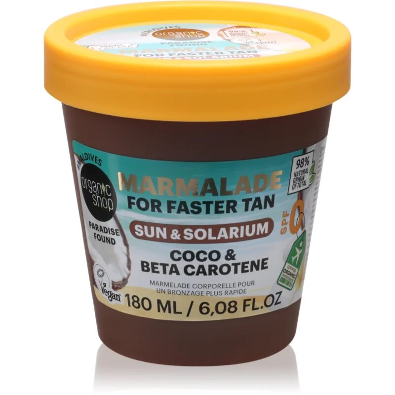 Organic Shop Paradise Found Coco & Beta Carothene unt pentru corp pentru intensificarea bronzului 180 ml