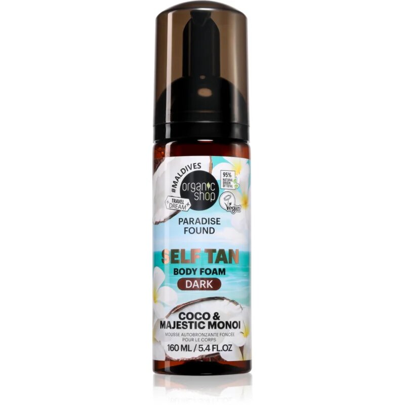 Organic Shop Paradise Found Coco & Majestic Monoi spuma de corp cu efect autobronzant culoare Dark 160 ml