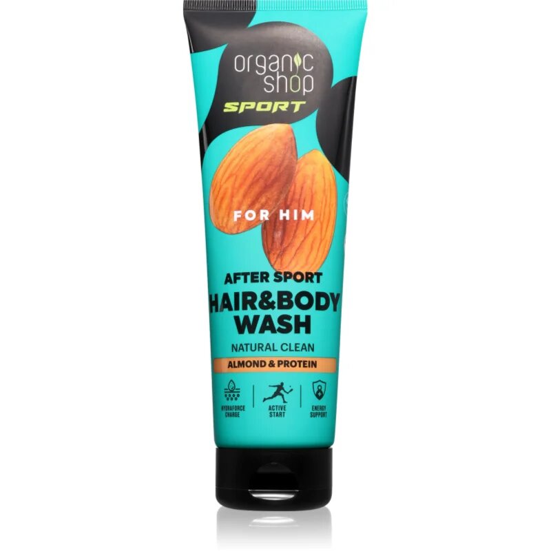 Organic Shop Sport Almond & Protein gel de dus pentru corp si par pentru barbati 200 ml