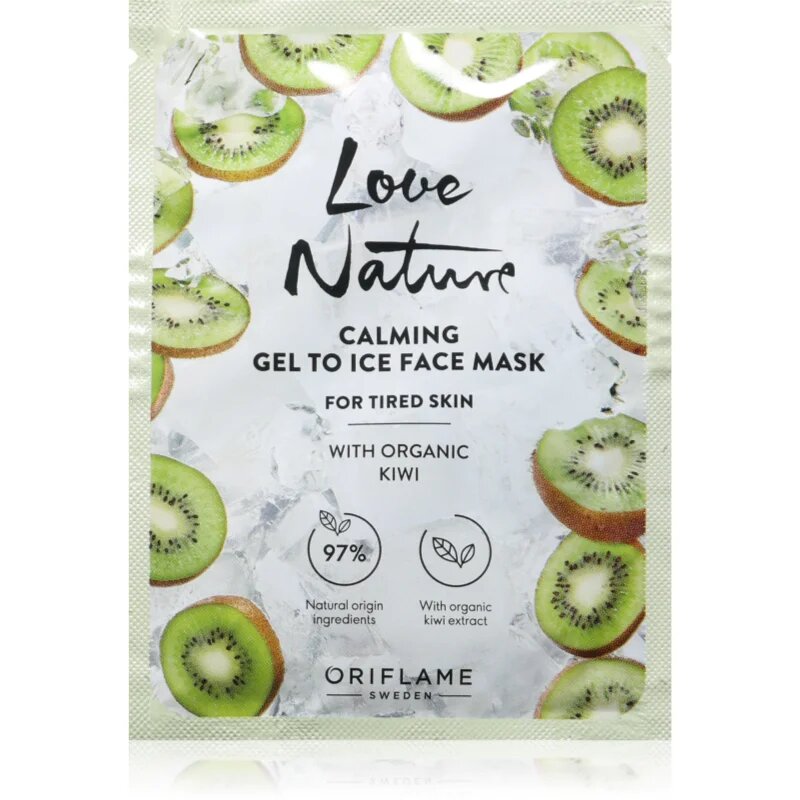 Oriflame Love Nature Gel To Ice Organic Kiwi masca calmanta pentru fata pentru ten obosit 10 ml