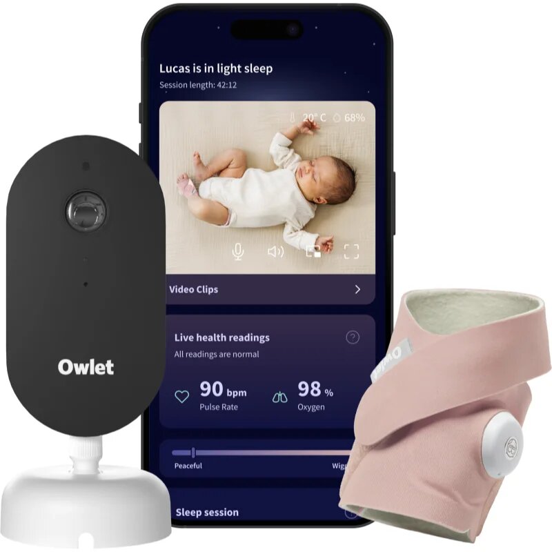 Owlet Dream Duo Dream Sock & Dream Sight set pentru bebeluși Dusty Rose