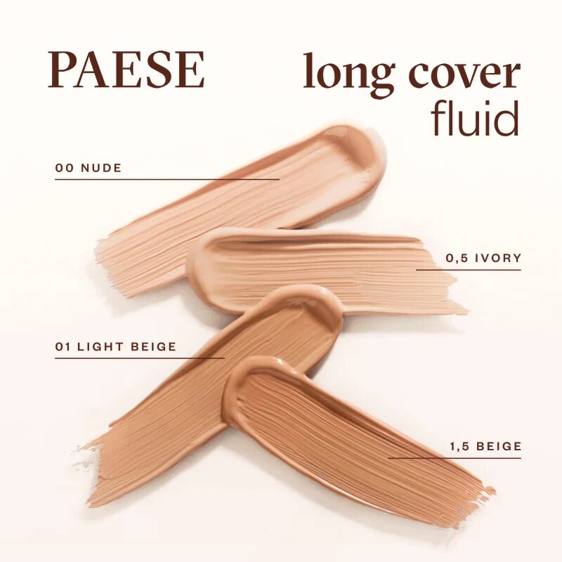Paese Long Cover Fluid Tube Foundation fond de ten cu acoperire ridicată culoare 00 nude 30 ml