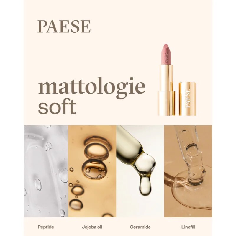 Paese Mattologie Soft Lipstick ruj crema cu efect matifiant culoare 114 pink suede 4.3 g