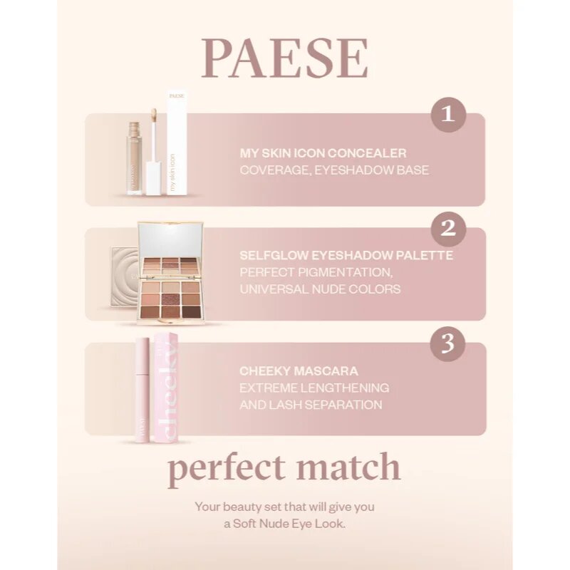 Paese Self Glow Eyeshadow Palette paletă cu farduri de ochi culoare Nude 12.5 g