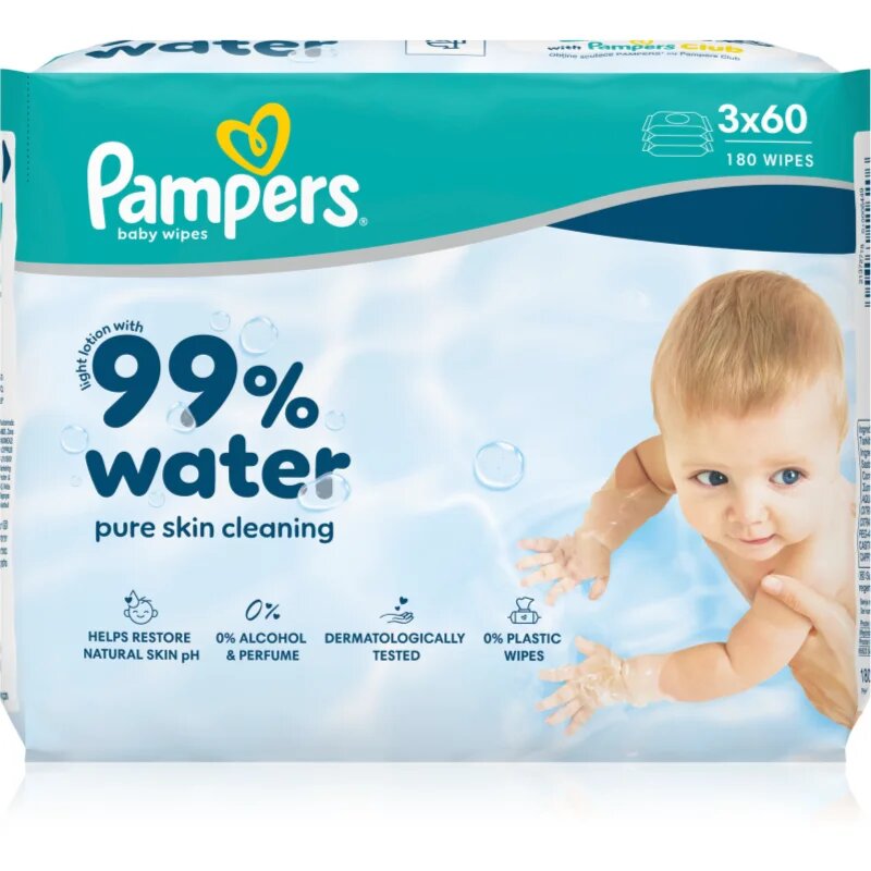 Pampers 99% Water Baby Wipes Servetele umede pentru copii 3x60 buc