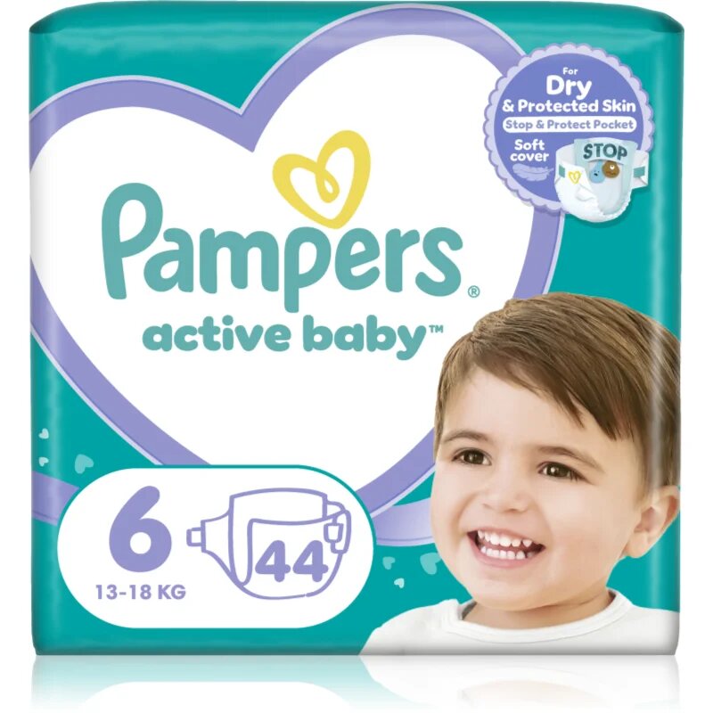 Pampers Active Baby Size 6 scutece de unică folosință 13-18 kg 44 buc