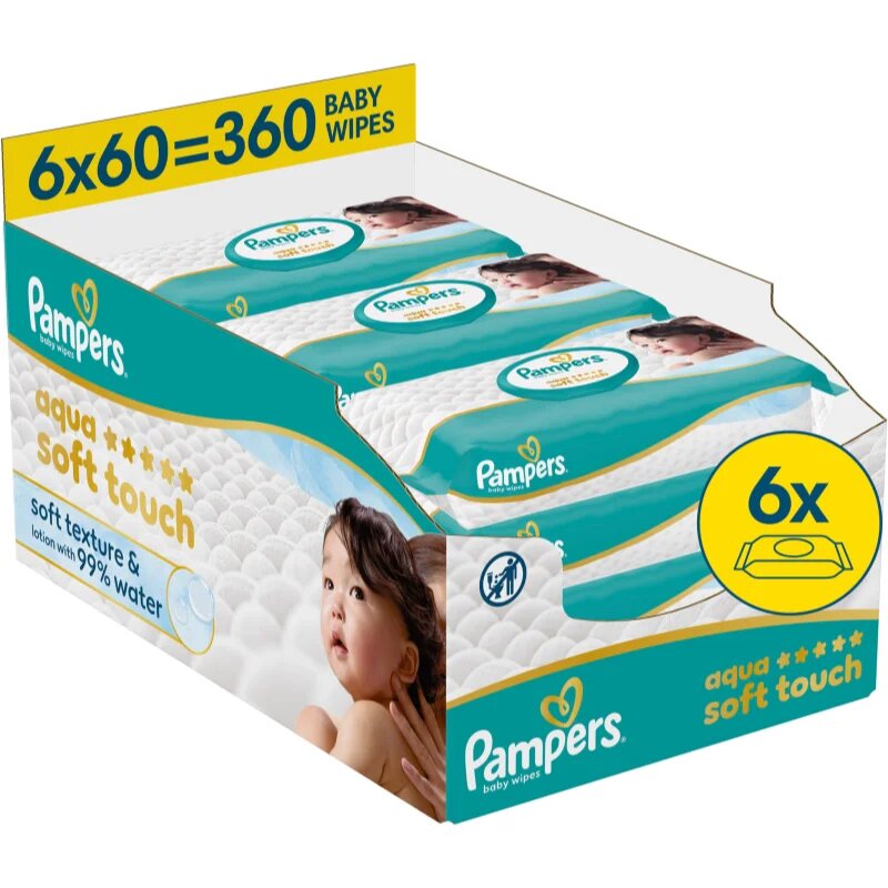 Pampers Aqua Soft Touch Servetele umede pentru copii 6x60 buc
