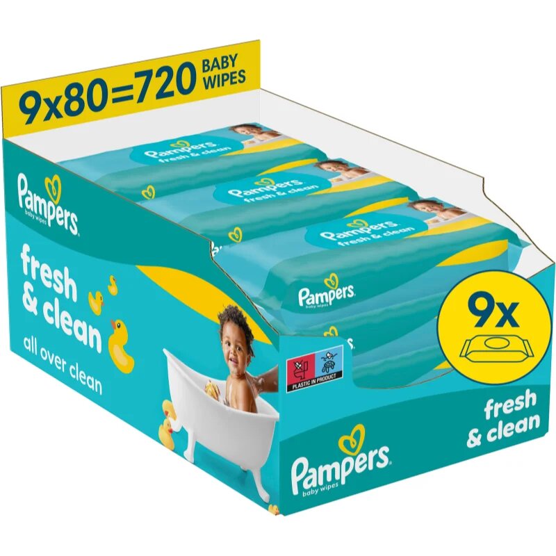 Pampers Fresh & Clean Servetele umede pentru copii 9x80 buc