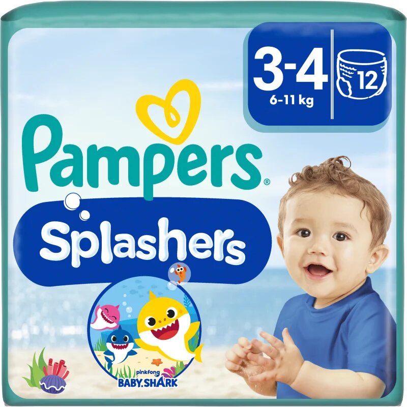 Pampers Splashers 3-4 scutec tip slip pentru înot de unică folosință 6-11 kg 12 buc