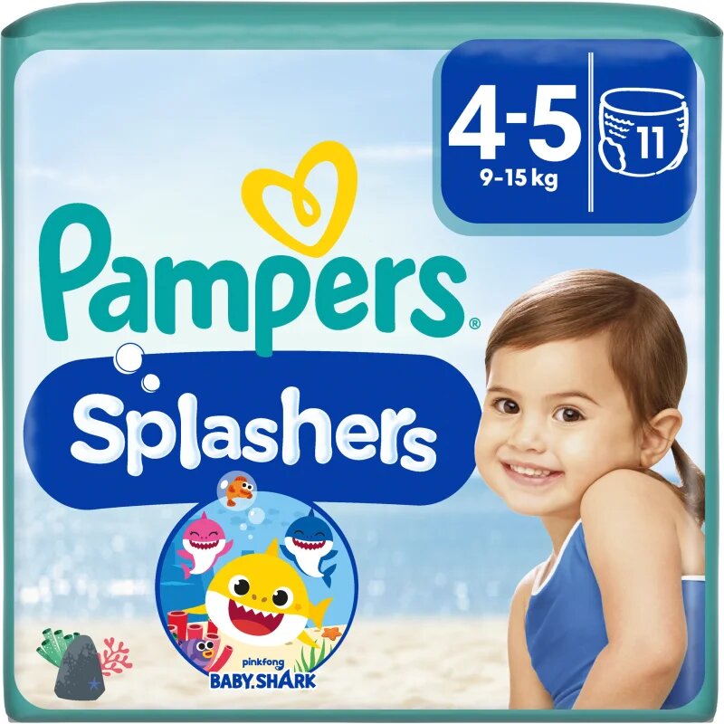 Pampers Splashers 4-5 scutec tip slip pentru înot de unică folosință 9-15 kg 11 buc