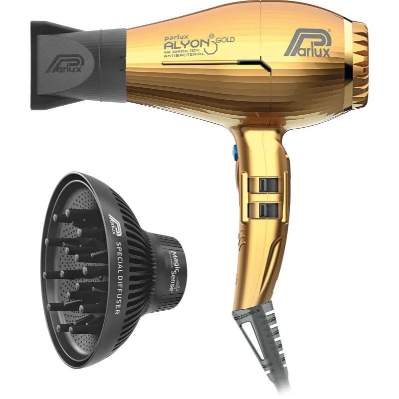 Parlux Alyon + Magic Sense uscător de păr profesional cu ionizator + difuzor Gold 1 buc